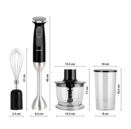 HOMEMATE ชุดเครื่องปั่นมือถือ 1200 วัตต์ สแตนเลส/ดำ รุ่น HOM-265023