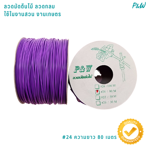 ลวดหุ้มกลม ลวดเคลือบพลาสติกกลม ลวดเคลือบ ลวดมัดต้นไม้ #24/80M สีม่วง WT24-009