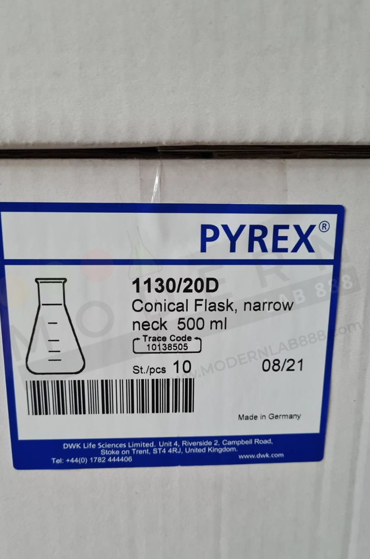 ขวดรูปชมพู่ / Erlenmeyer Flasks, Conical, Narrow Neck, PYREX
