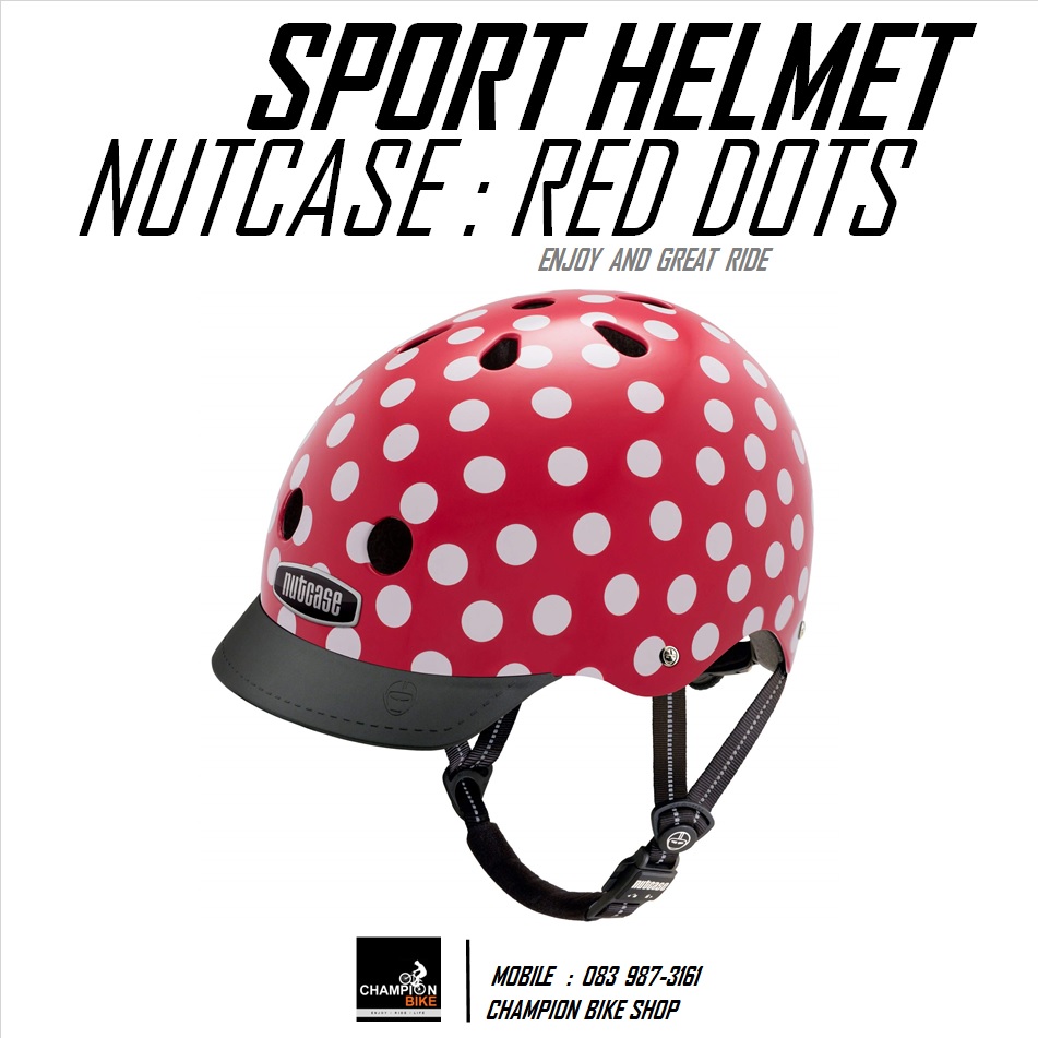 หมวกจักรยาน NUTCASE : SPORT & STREET HELMET สีแดงจุดขาว