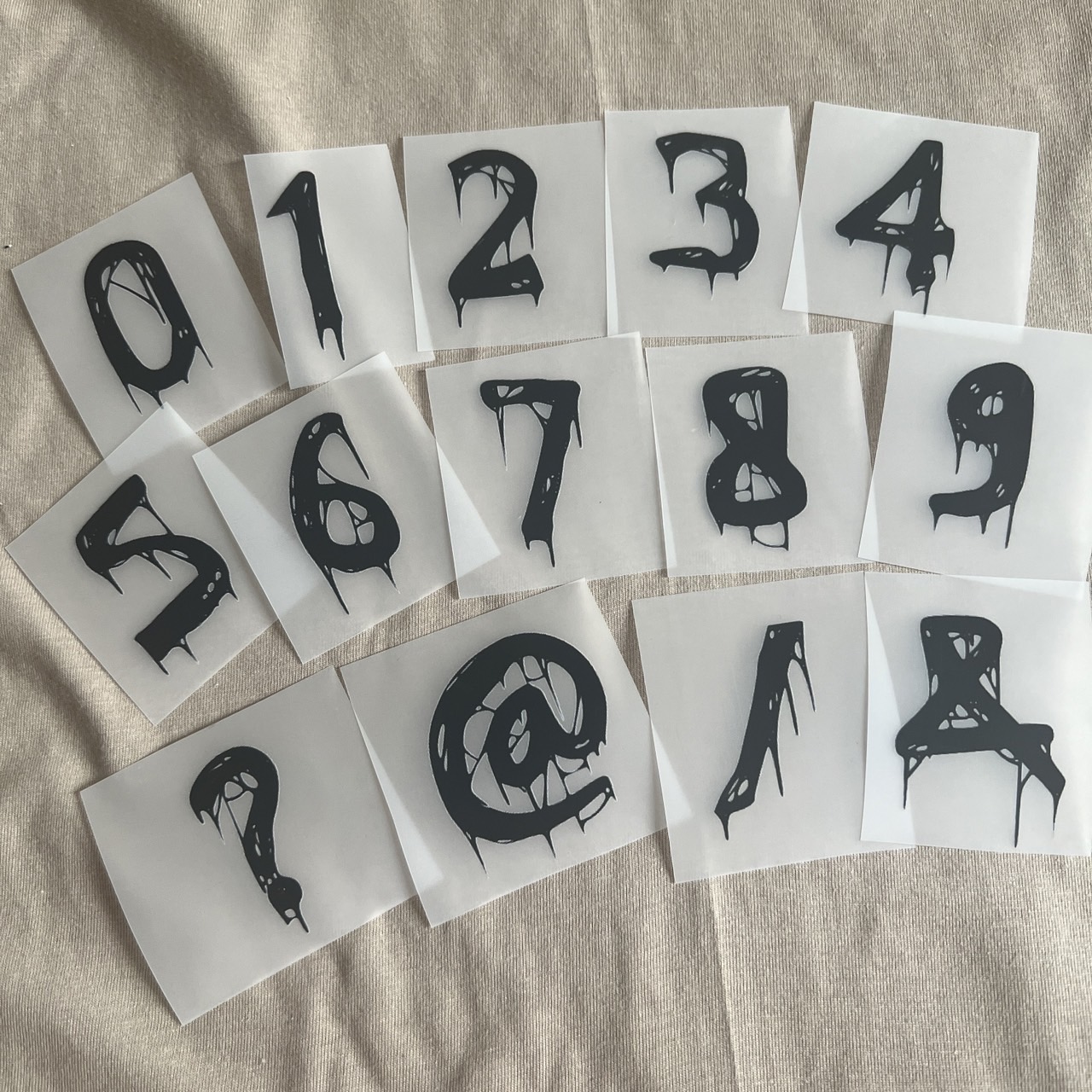 ตัวรีดติดเสื้อ ตัวรีดตัวอักษร ใยแมงมุม แบบสติกเกอร์ รีดแล้วลอก สกรีนลาย ตัวรีดDFT DTF ART Alphabet Letter