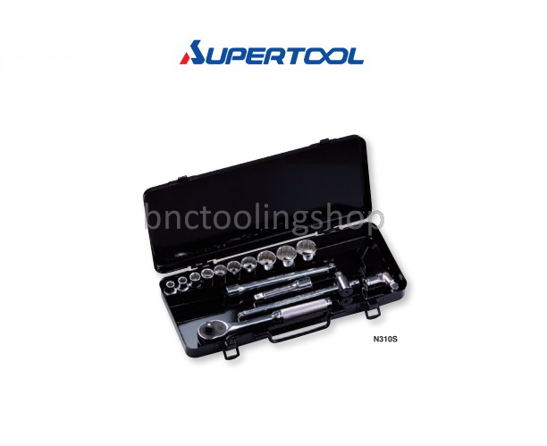 ประแจบ๊อกชุด รู3/8"(9.5mm),Socket Wrench Set Square Drive 3/8"(9.5mm)15Q'ty,Supertool,N310S