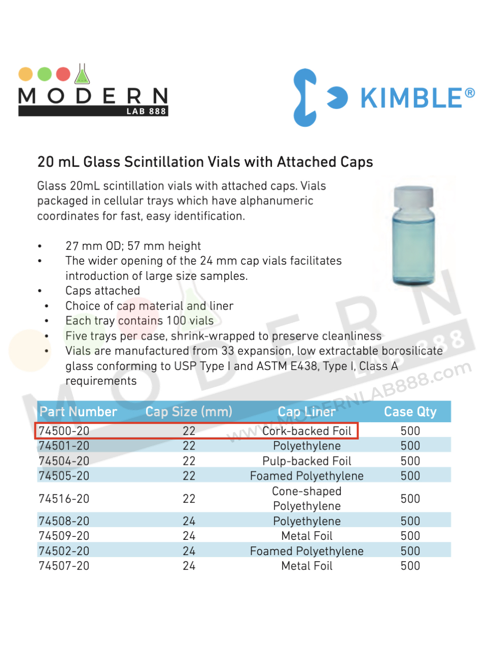 20 mL Scintillation Vials with Attached Caps