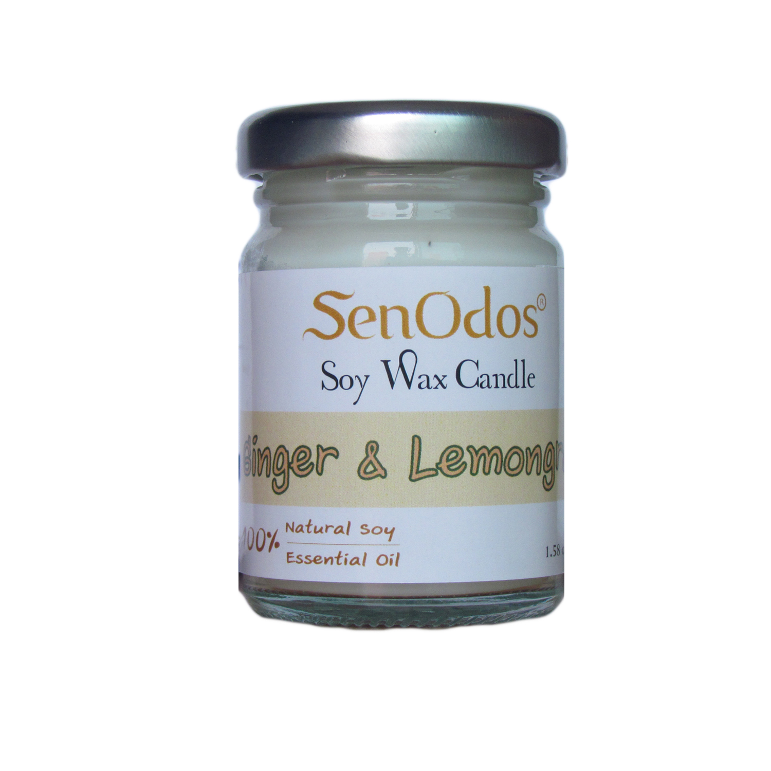 SenOdos เทียนหอม อโรม่า เทียนหอมสปา Ginger + Lemongrass Scented Soy Candle Aroma 45 g - กลิ่นขิง + ตะไคร้