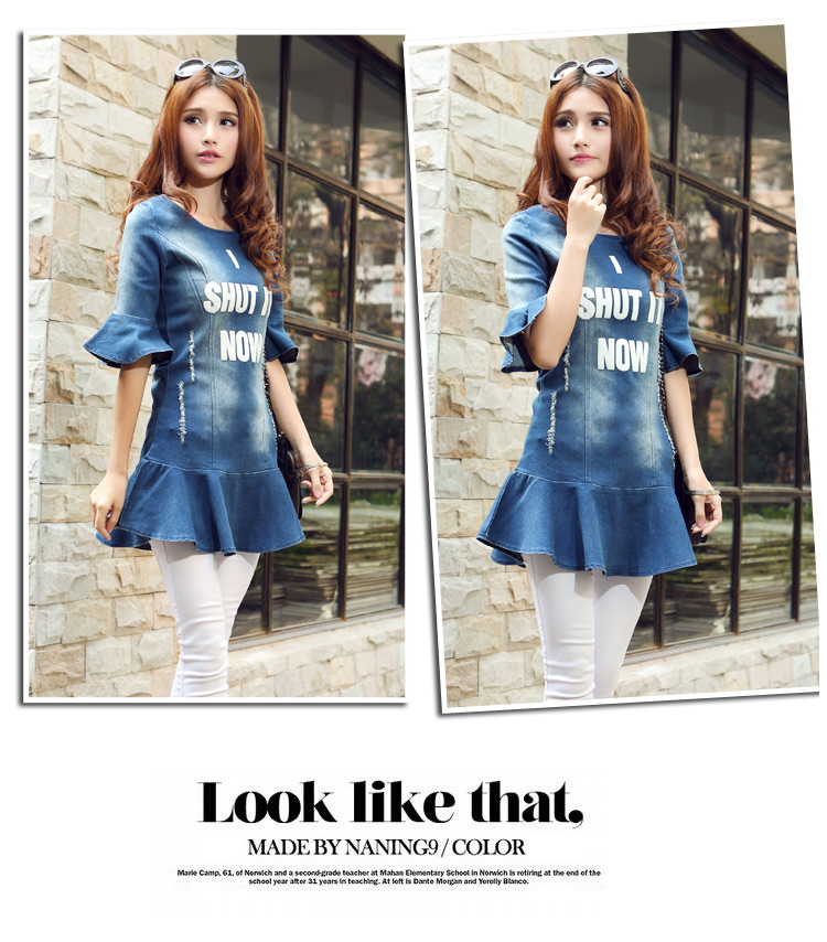 เสื้อตัวยาว หรือมินิเดรส ผ้ายีนส์ ส่งฟรี ems