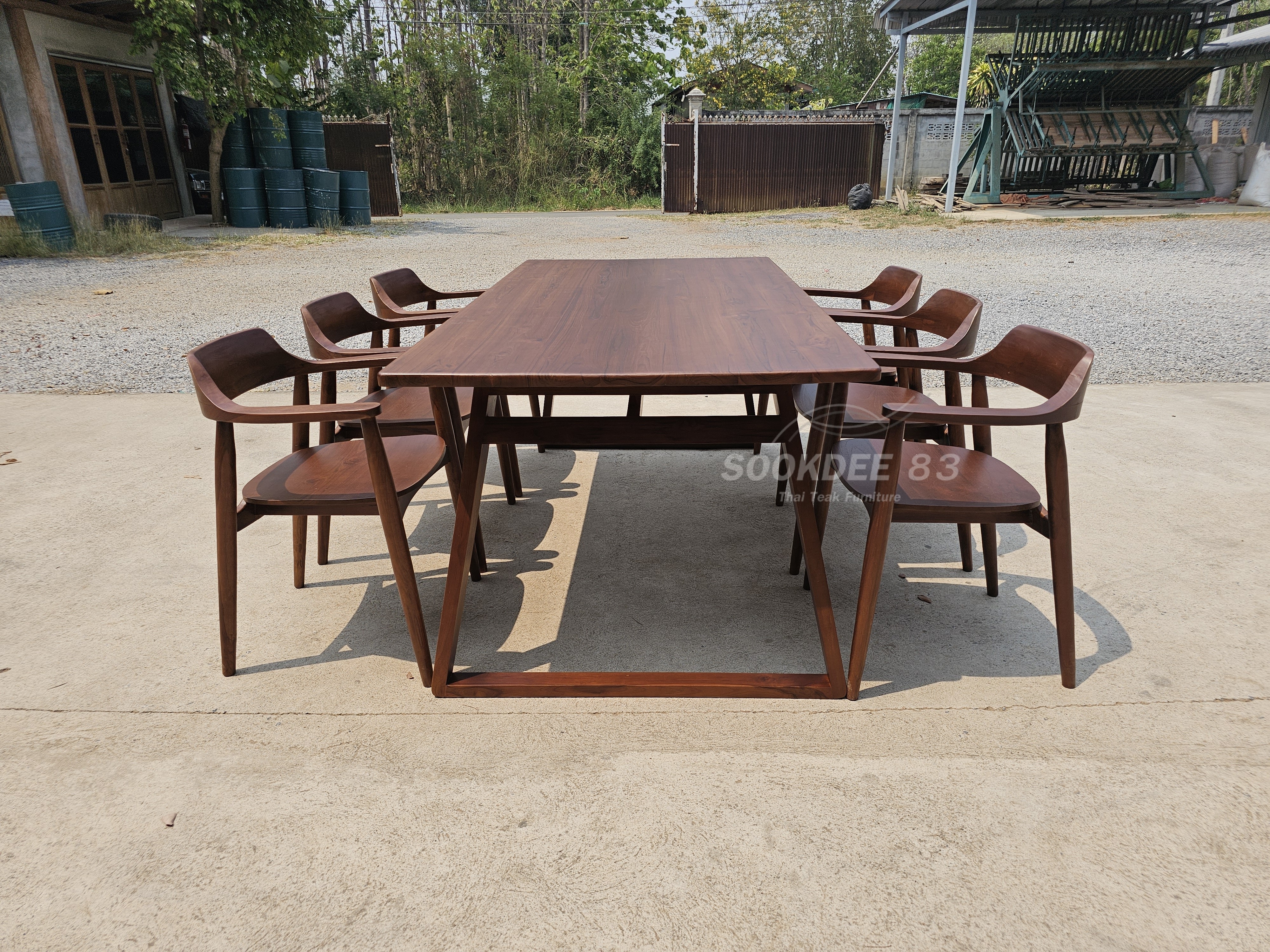 ชุดโต๊ะกินข้าวขายูเฉียง เก้าอี้ฮิโรชิมา 6 ตัว (สีสัก)