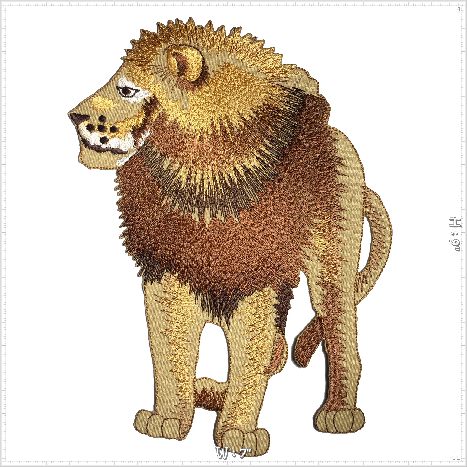 สิงโต ตัวรีดติดเสื้อ อาร์มรีด อาร์มปัก ตกแต่งเสื้อผ้า หมวก กระเป๋า แจ๊คเก็ตยีนส์ Embroidered Iron on Patch ขนาดใหญ่