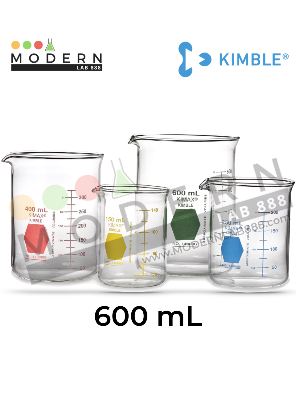 600ml. บีกเกอร์ทรงเตี้ยหลากสี / 600ml. Colorware Low Form Griffin Beakers