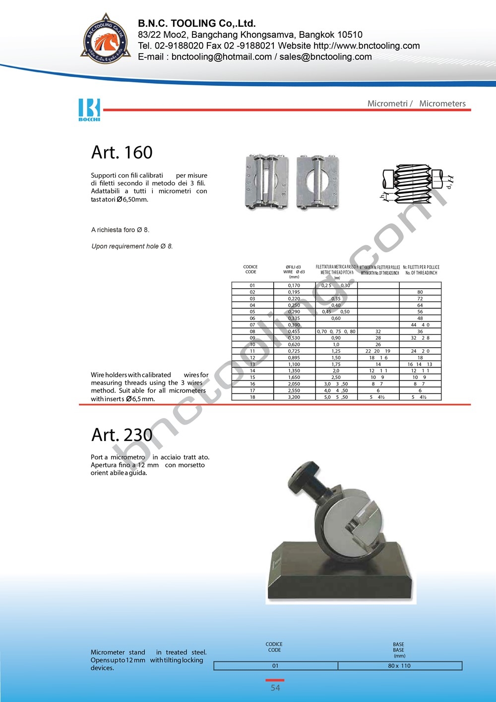 BOCCHI,Wire holders with calibrated wires,Art-160