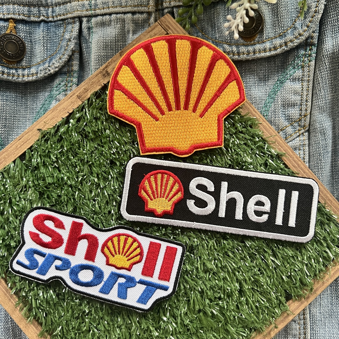 Shell ตัวรีดติดเสื้อ อาร์มรีด อาร์มปัก ตกแต่งเสื้อผ้า หมวก กระเป๋า แจ๊คเก็ตยีนส์ Racing Embroidered Iron on Patch