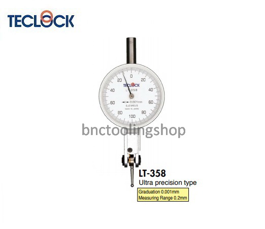 ไดอัลเทสออโต้คลัตช์ขนาด 0.2มิล ความละเอียด 0.001มิล,Auto-Clutch Test Indicators Range 0.2mm Graduation 0.001mm,TECLOCK,LT-358