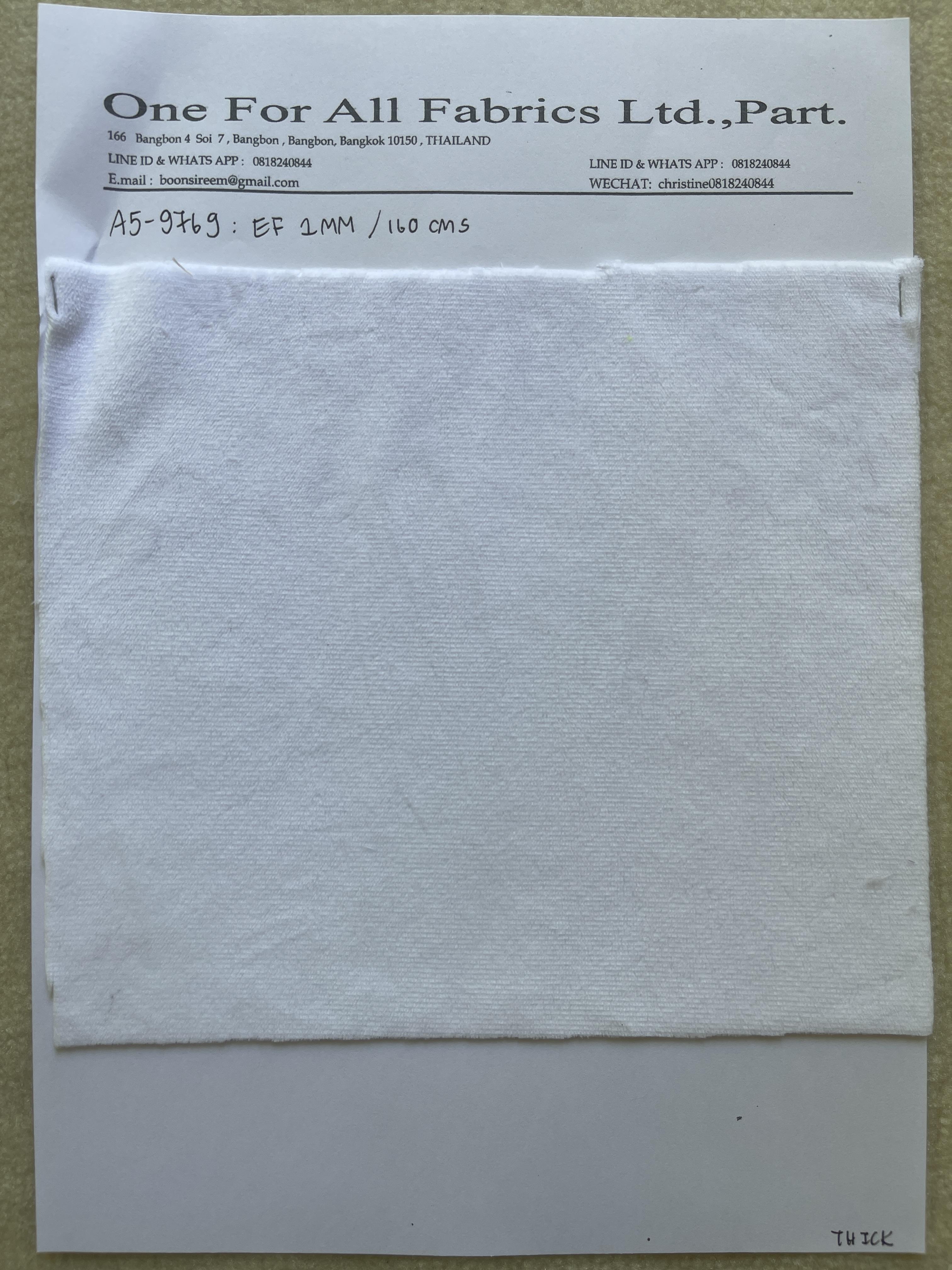 A5-9769 ผ้าขน ผ้าขนสั้น 1 มม supersoft E.F. Velour ผ้าขนทำตุ๊กตา ผ้าขนทำหมอน ผ้าชุดเด็ก ผ้าเสื้อหนาว ผ้าปัก หน้า ุ63"