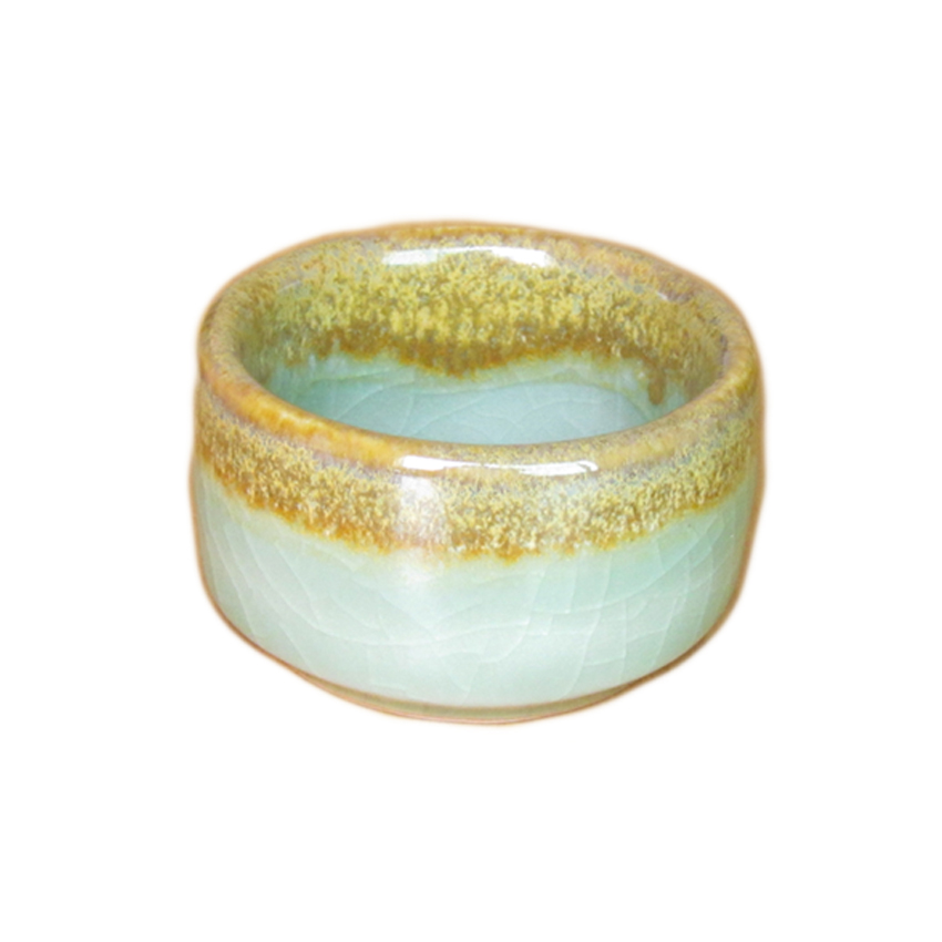 เชิงเทียน ที่วางเทียนทีไลท์ ศิลาดล (เซลาดล) สีเขียวหยกขอบทอง