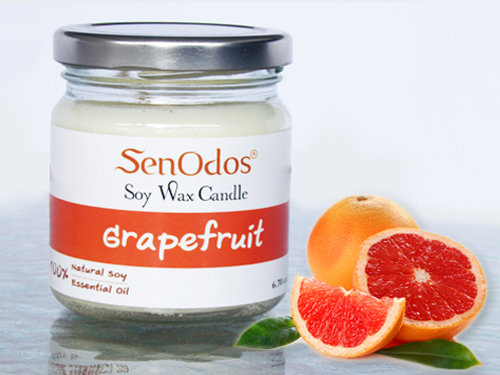 SenOdos เทียนหอม อโรม่า เทียนหอมสปา Grapefruit Scented Soy Candle Aroma 190 g. -กลิ่นเกรปฟรุ้ต