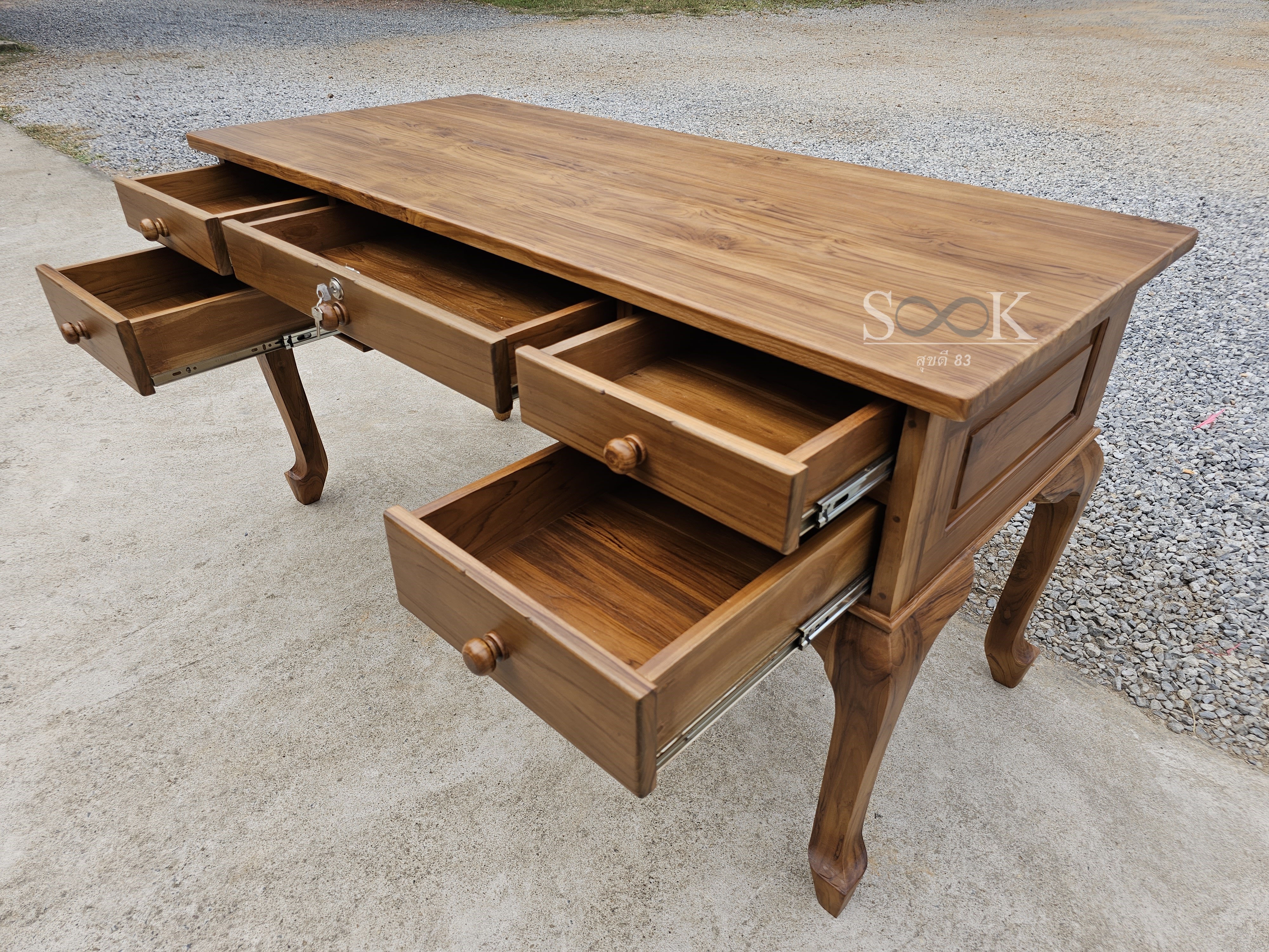 โต๊ะทำงานขาหลุยส์ 5 ลิ้นชัก