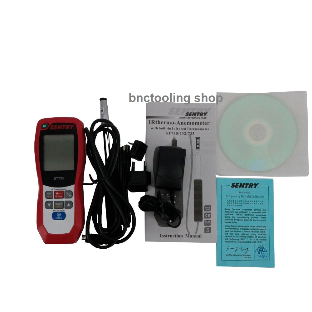เครื่องวัดความเร็วลมชนิดลมร้อน,High Quality Hot Wire Anemometer ST733 IR Temperature Digital Wind Speed Meter Air Flowmeter.