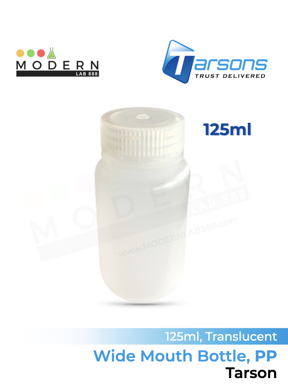 125ml, Tarsons, PP, Wide Mouth Reagent Bottle / ขวดเก็บสารปากกว้าง