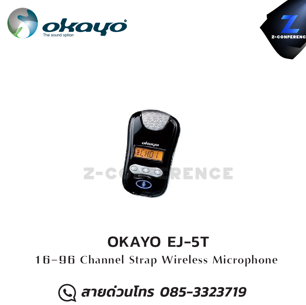 OKAYO EJ-5T เครื่องส่งสัญญาณไร้สายแบบคล้องคอ UHF Pendant Transmitter, ชุดทัวร์ไกด์ , tour guide , wireless guide , ชุดบรรยายไร้สาย