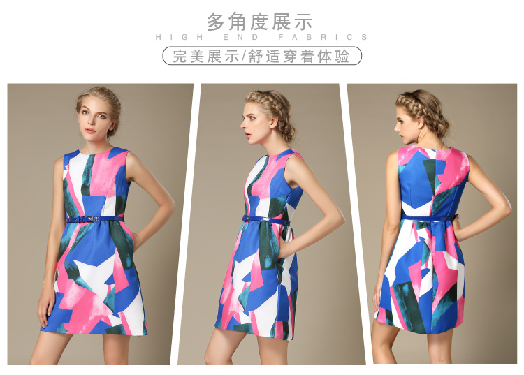 ชุดเดรสสั้น แขนกุดผ้าซาติน ทอลายตามแบบ ส่งฟรี ems