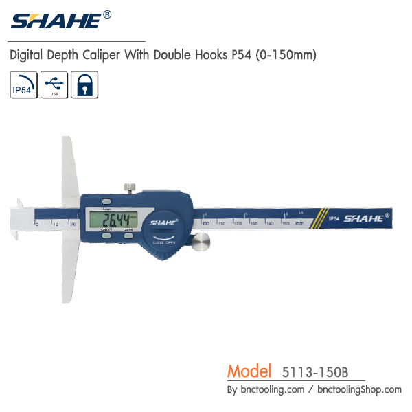 SHAHE,Digital Depth Caliper With Double Hooks P54 (0-150mm),5113-150B
