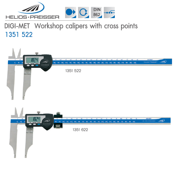 HELIOS-PREISSER,DIGI-MET Workshop calipers with cross points,1351 522
