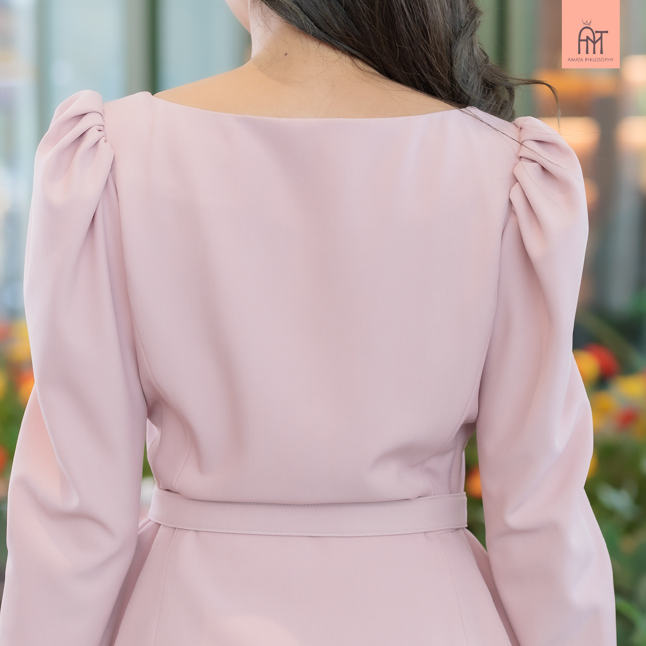 AMATA เสื้อ FLORENCE สีชมพู ครีมเบจ