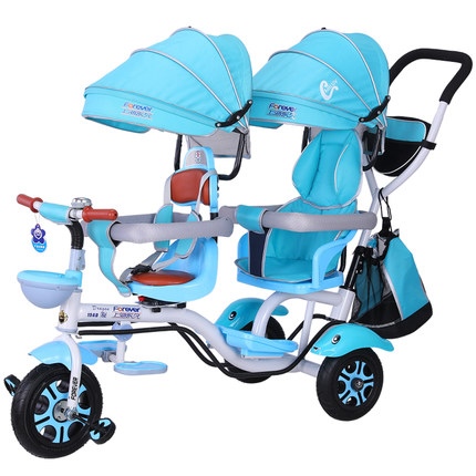 รถสามล้อเด็กแฝด มัลติฟังชั่น2in1 มีคันบังคับเข็น ปรับใช้เป็นรถเข็นได้ TP 21521