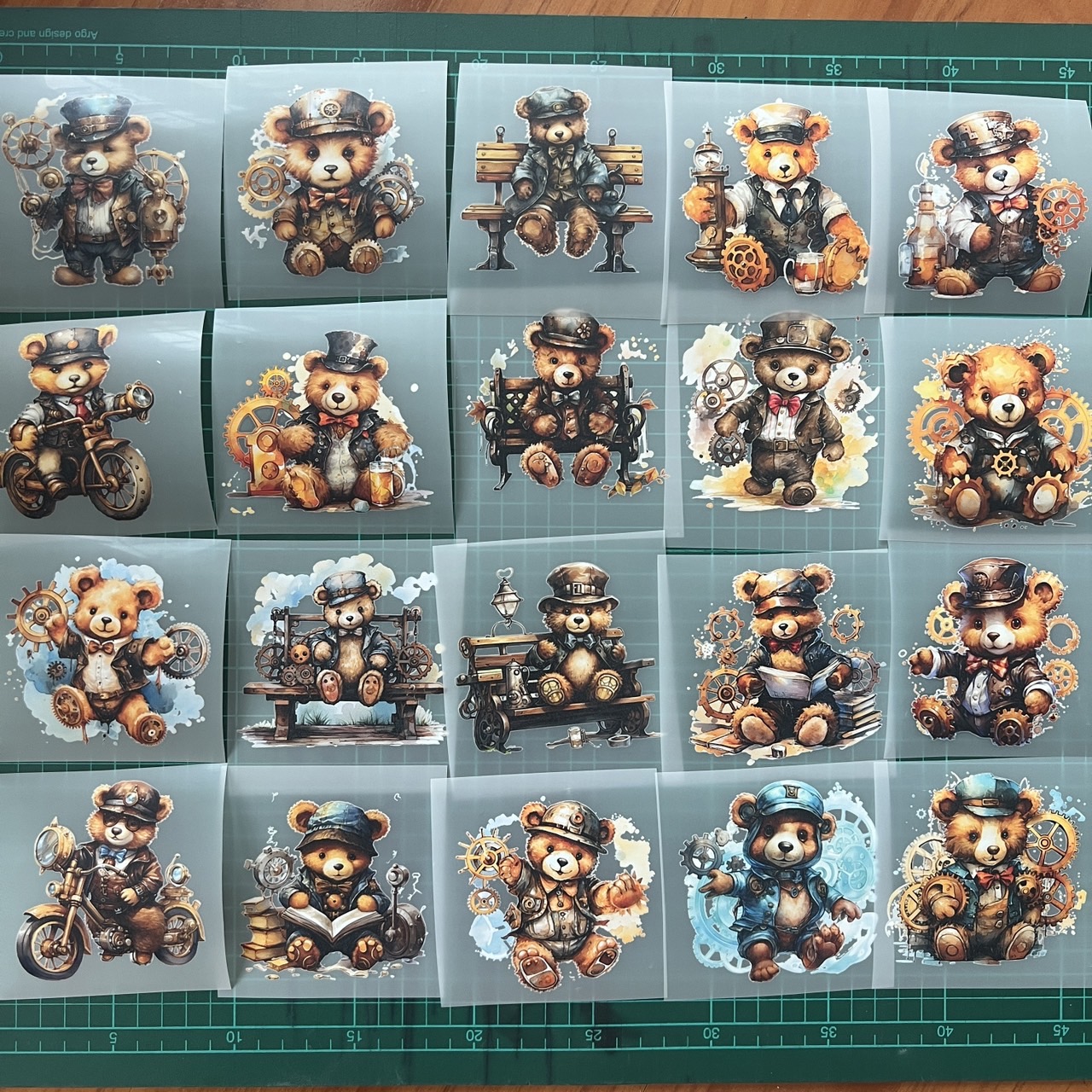 ตัวรีดติดเสื้อ หมี วินเทจ ฟิลม์รีดร้อน พิมพ์ลาย สติกเกอร์รีดติดเสื้อ สกรีนลาย ฟิลม์ DFT DTF