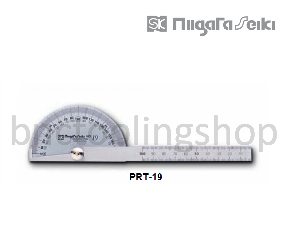 ครึ่งวงกลมวัดองศา(ปัดเงา),Protractor(Polish Finish),Niigataseiki,PRT-19