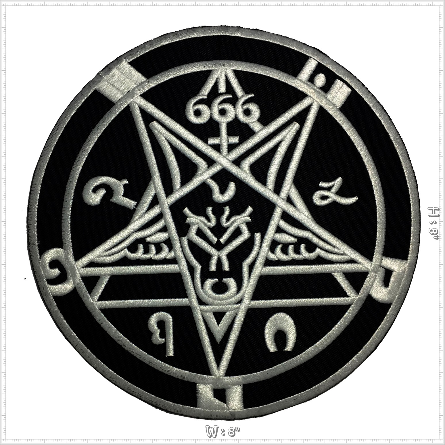 ซาตาน 666 ตัวรีดติดเสื้อ อาร์มรีด อาร์มปัก ตกแต่งเสื้อผ้า หมวก กระเป๋า แจ๊คเก็ตยีนส์ Embroidered Iron on Patch ขนาดใหญ่