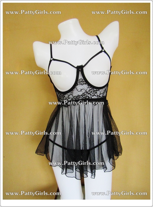 N900 ชุดนอนเซ็กซี่ ชุดนอนซีทรูตัดเย็บผสมกับผ้าลูกไม้สวมใส่แบบใช้สายคล้องไหล่ บราเป็นแบบมีโครงดีไซน์หน้าอกเปิดโล่งๆด้านหลังเป็นขอเกี่ยว2จุด(กลางหลังและขอบกระโปรง) มาพร้อมกับจีสตริงลูกไม้เปิดเป้าตามรูปถ่ายสินค้าจริงเลยค่ะ