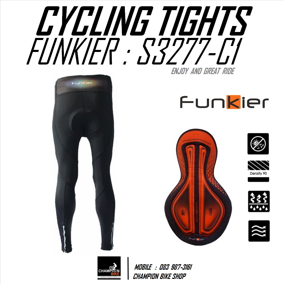 กางเกงปั่นจักรยาน ขายาว FUNKIER : S3277-C1 GENTS PRO TIGHTS เป้าโปร