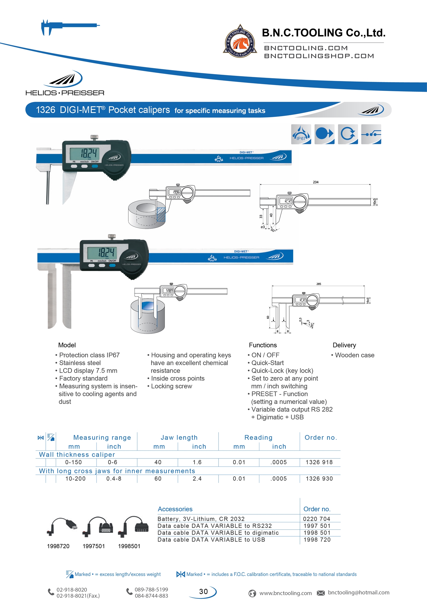 HELIOS-PREISSER,DIGI-MET Pocket calipers for specific measuring tasks,1326 918