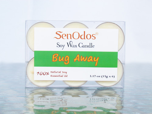 SenOdos เทียนหอมอโรม่า เทียนทีไลท์ Tealight Set Bug Away Soy Candles เทียนหอมไล่ยุงและแมลง 15g. (6 PCS)