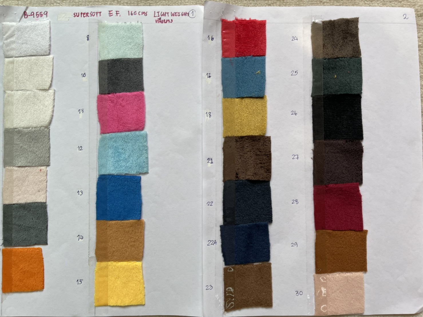 ผ้าขนสั้น 1.5 มม supersoft E.F. Velour ผ้าทำตุ๊กตา ผ้าทำหมอน ผ้าห่ม หน้า ุ62" เนื้อบาง