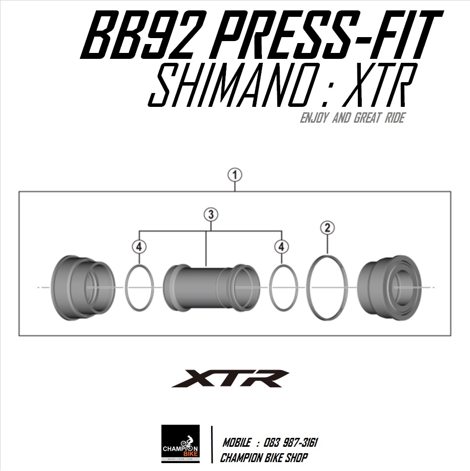 ลูกปืนกะโหลก PF BB89.5 / BB92 SHIMANO : XTR BB94-41A BOTTOM BRACKET PRESS FIT