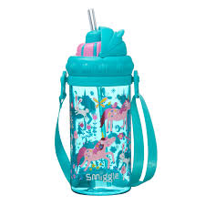 กระติกน้ำ หลอดดูด มีสาย เล็ก 400มล. Smiggle Bottle Strap-Topsy-mint