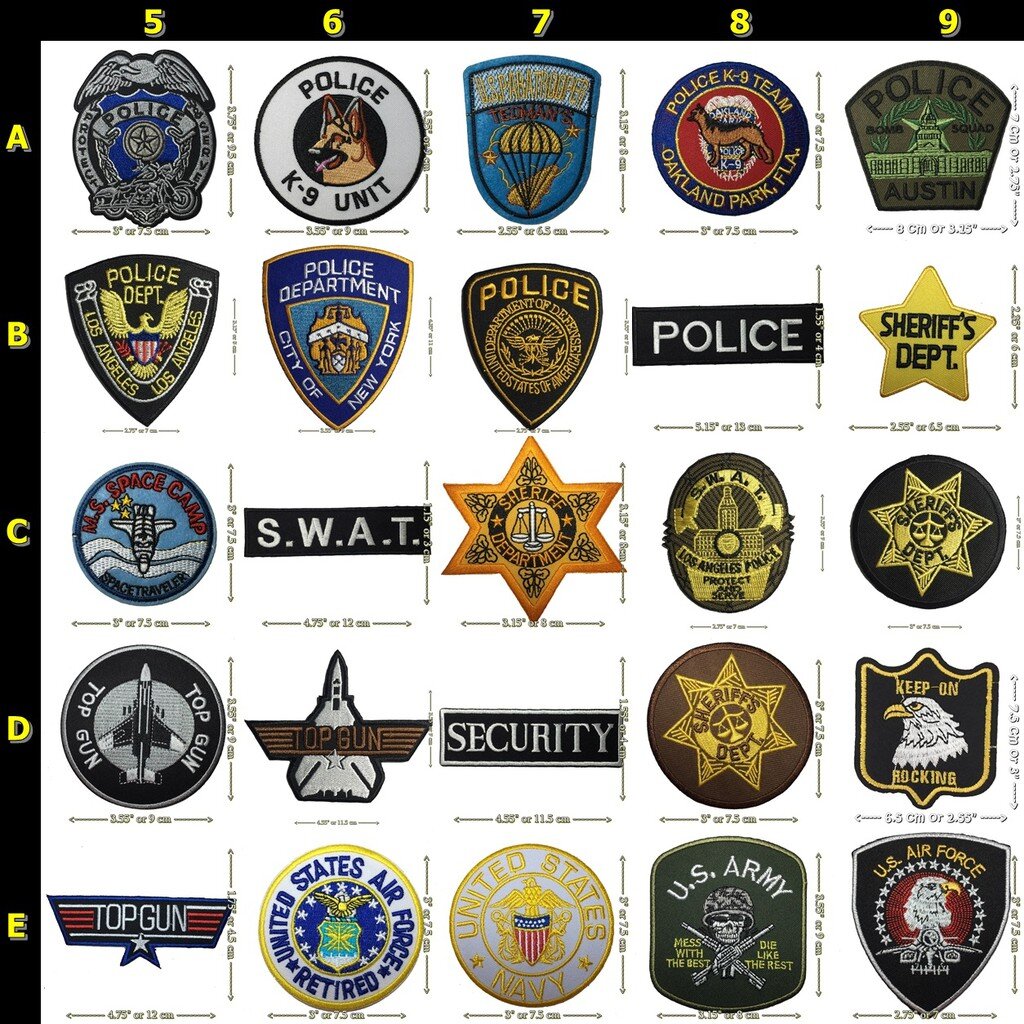 ตัวรีดแบบปัก อาร์มติดเครื่องแบบ ตำรวจ ทหาร นักบิน เท่ๆ ตัวรีดติดเสื้อ Badge Iron on Patch