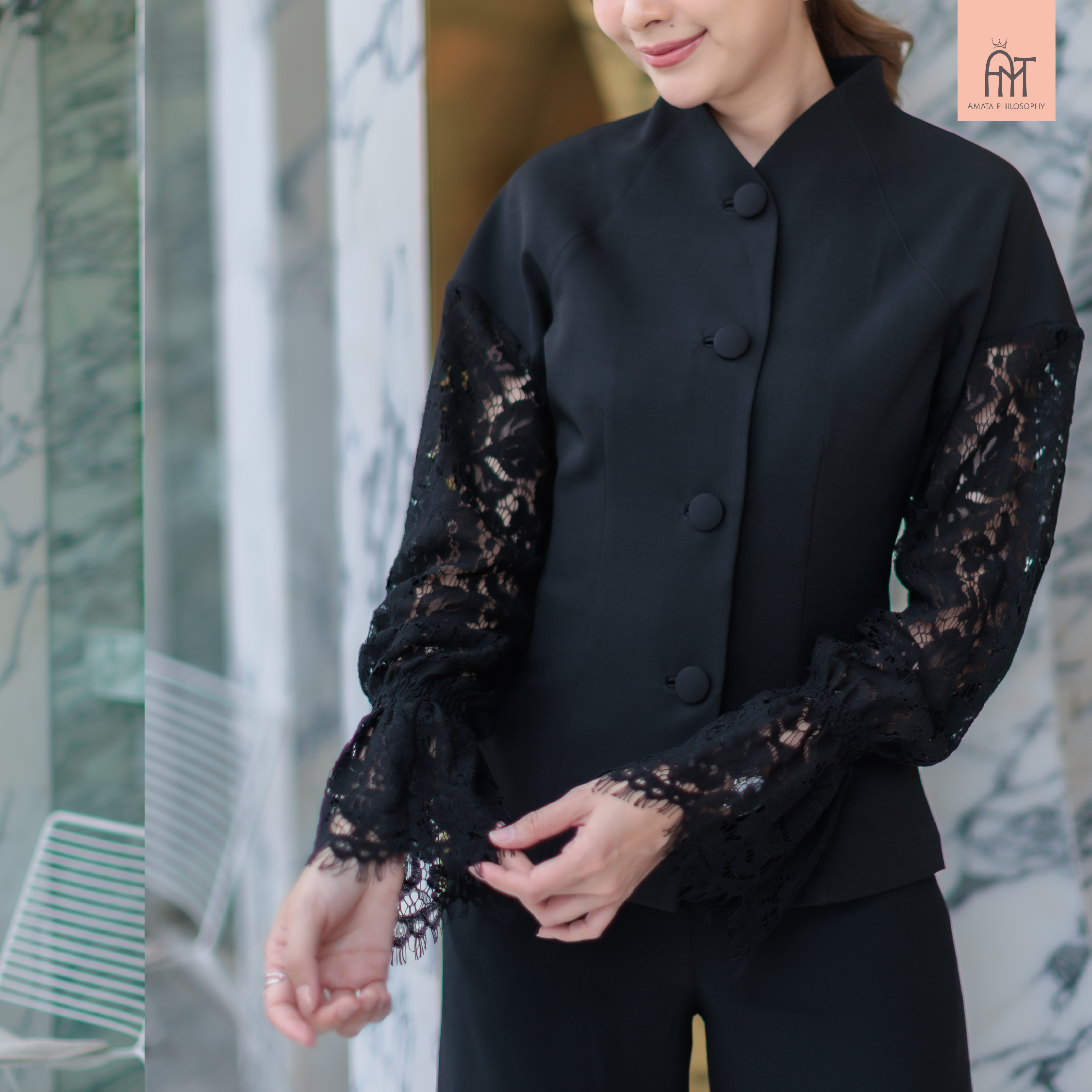 AMATA เสื้อ BOARDWAY สีครีมเบจ