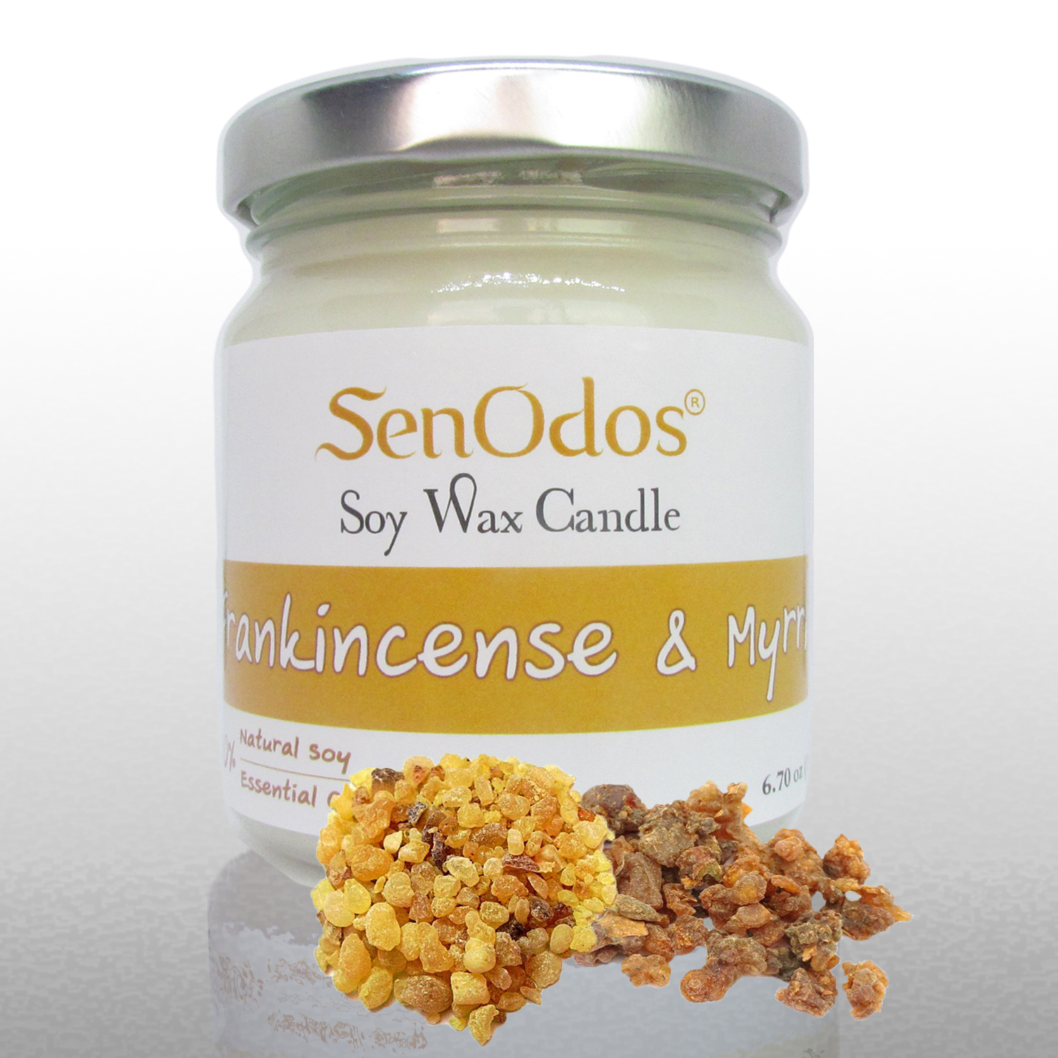 SenOdos เทียนหอม อโรม่า เทียนหอมสปา Frankincense & Myrrh Scented Soy Candle Aroma 190 g - กลิ่นกำยาน & มดยอบ