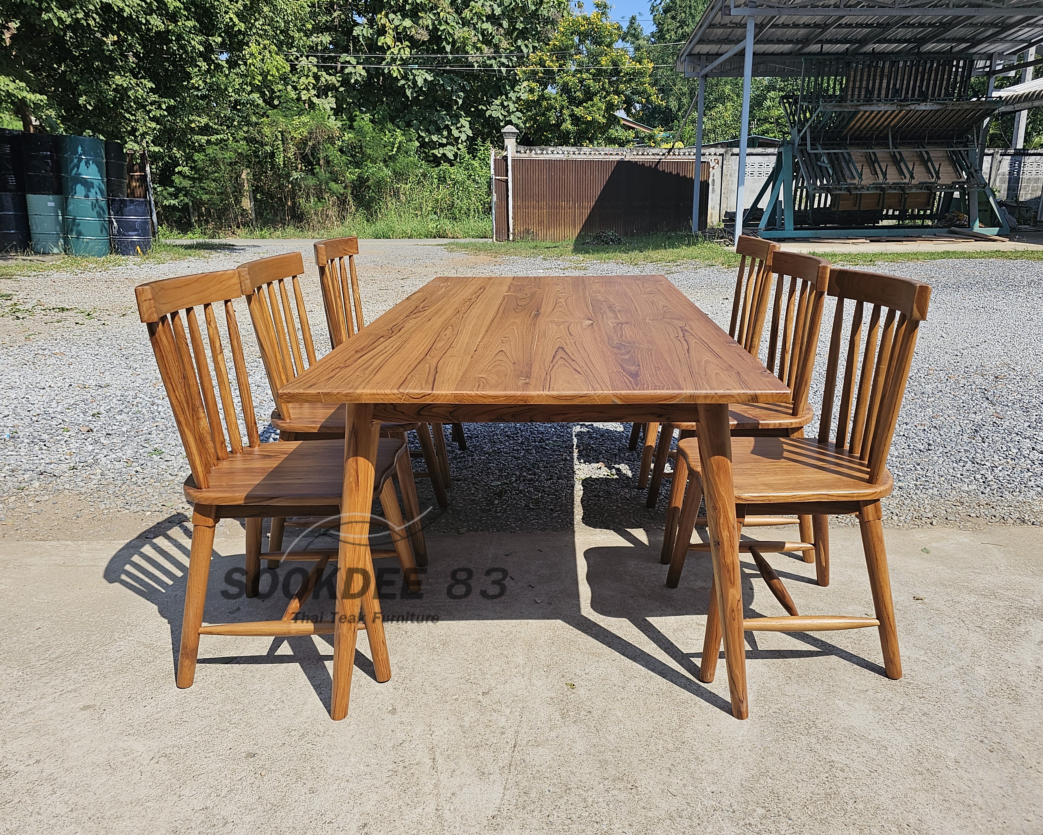 ชุดโต๊ะกินข้าวขาเฉียงมินิมอล 2 ม. เก้าอี้อลิส