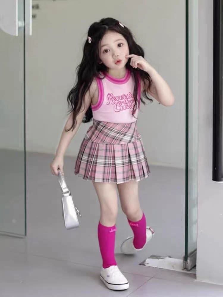 🔥พร้อมส่ง ชุดเด็กผู้หญิงแฟชั่นเวียดนาม/A2.20/นน.18-19kg/2 ชิ้น