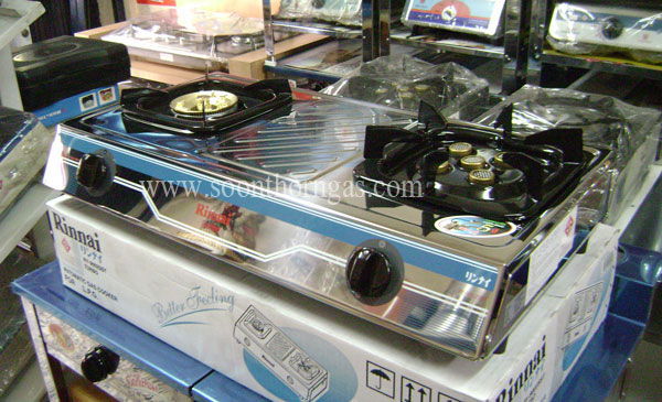 เตาแก๊สตั้งโต๊ะ 2 หัว แผงหน้าซิลค์สกรีน หัวเตาเทอร์โบ+หัวเตาทองเหลือง RINNAI รุ่น RY-9002SST(turbo)