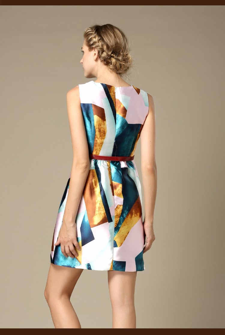 ชุดเดรสสั้น แขนกุดผ้าซาติน ทอลายตามแบบ ส่งฟรี ems