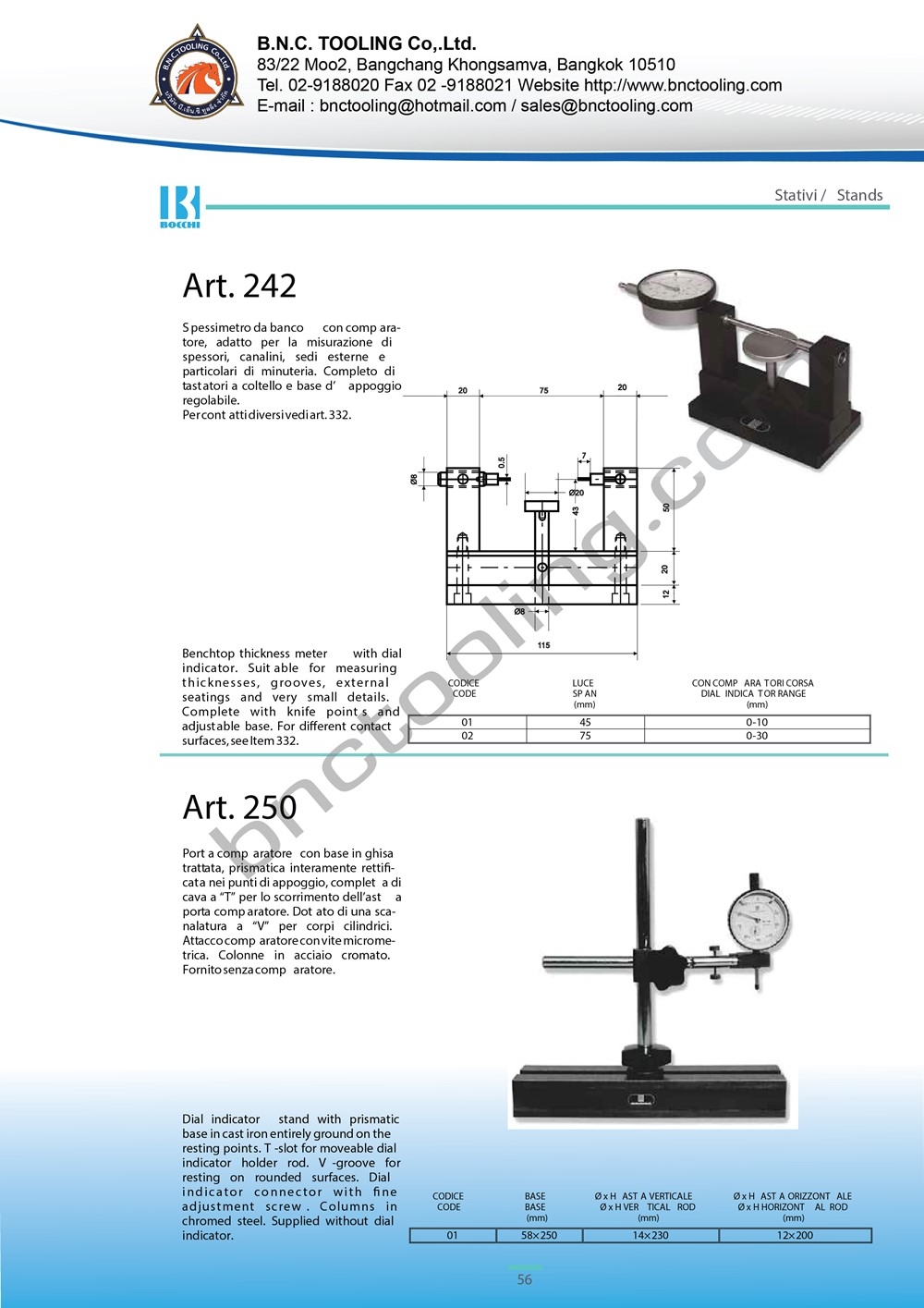 BOCCHI,Dial indicator holder with moveable column,Art-250