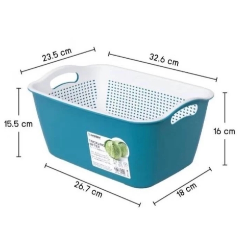KEYWAY ชุดกระบะพลาสติก กระบะล้างผักพร้อมตะแกรง ทรงสี่เหลี่ยม