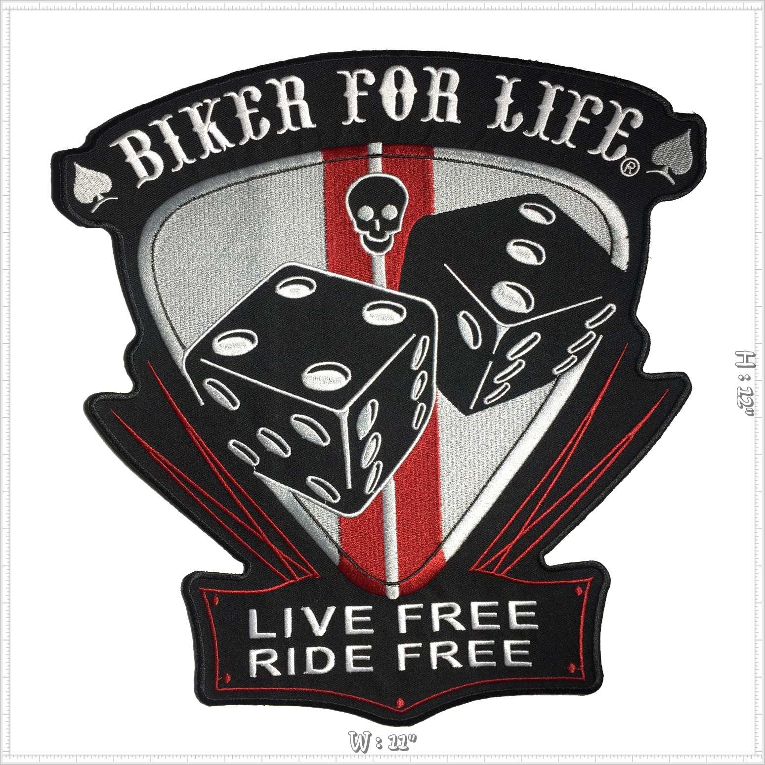 ลูกเต๋า ไบค์เกอร์ มอเตอร์ไซด์ ตัวรีดติดเสื้อ อาร์มรีด อาร์มปัก ตกแต่งเสื้อผ้า หมวก กระเป๋า แจ๊คเก็ตยีนส์ Biker Embroidered Iron on Patch ขนาดใหญ่