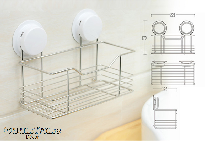 VR-18 ชั้นวางสแตนเลส ขนาด 22.7x11.3x16.5 เซนติเมตร ไม่ต้องเจาะผนัง
