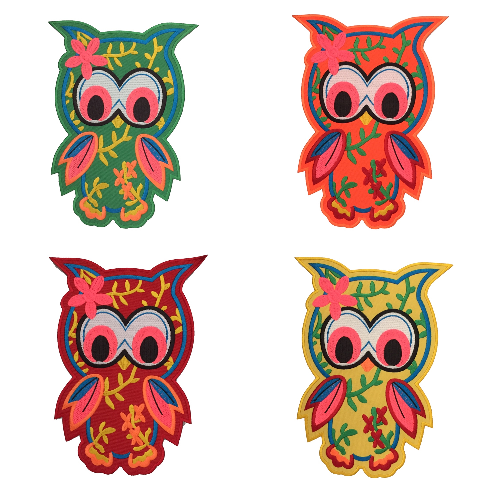 นกฮูก น่ารัก ตัวรีดติดเสื้อ อาร์มรีด อาร์มปัก ตกแต่งเสื้อผ้า หมวก กระเป๋า แจ๊คเก็ตยีนส์ Embroidered Iron on Patch ขนาดใหญ่