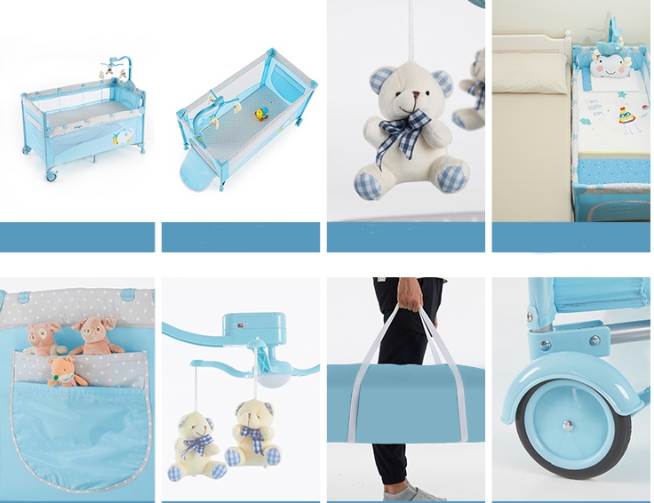 เตียงนอนเด็ก แบบเปิดด้านข้างได้ สินค้าใหม่นำเข้าพร้อมชั้นวางที่เปลี่ยนผ้าอ้อม B10101 Playpen